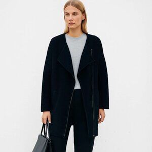 MaxMara Black Open-Front Ribbed Knit Cardigan